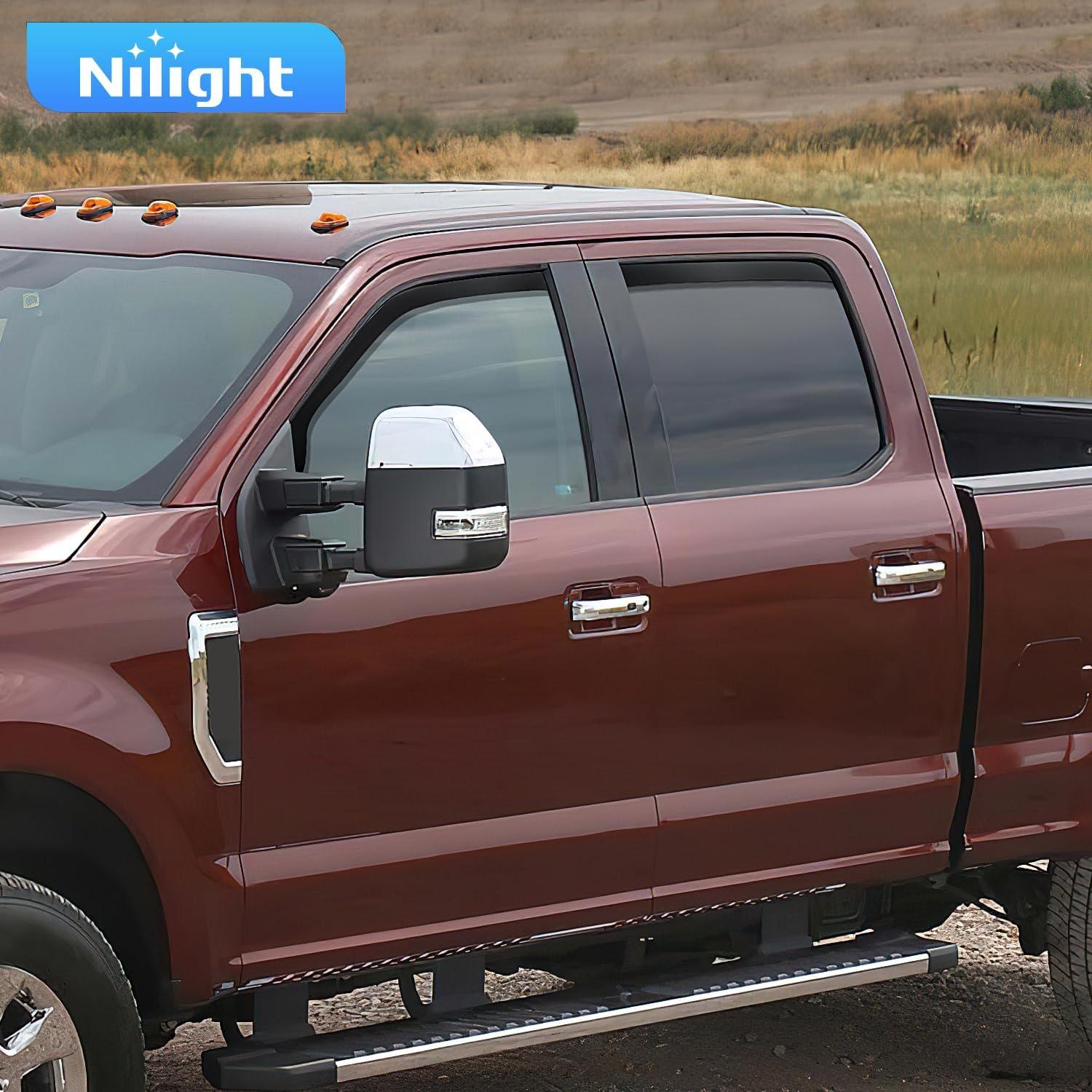 imageNilight Vent Window Visors for Ford F250 F350 F450 F550 Super Duty Crew Cab 2017 2018 2019 2020 2021 2022 2023 2024 inChannel Rain Guards Original Window Deflectors4PCSFord F250F550 20172024