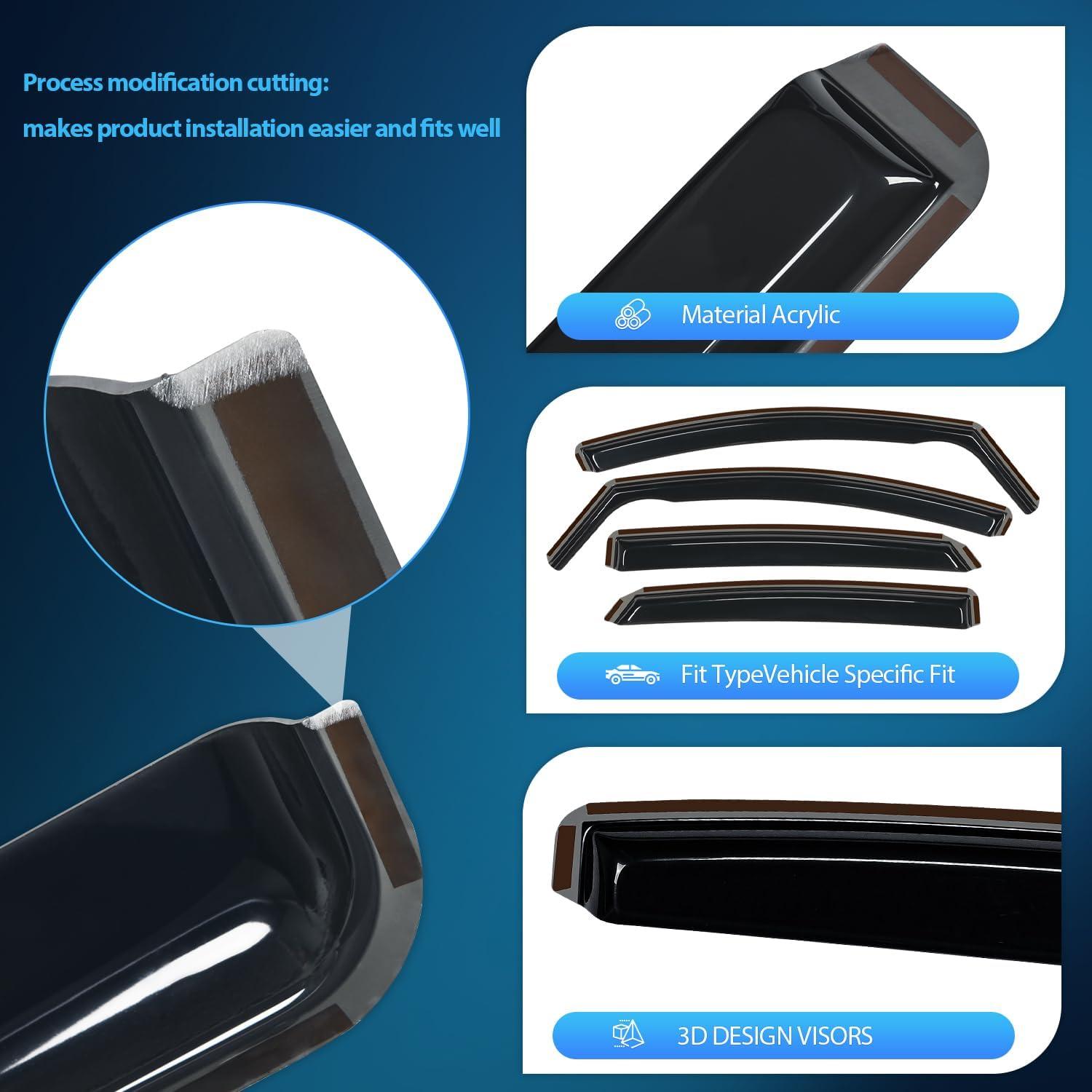 imageNilight Vent Window Visors for Ford F250 F350 F450 F550 Super Duty Crew Cab 2017 2018 2019 2020 2021 2022 2023 2024 inChannel Rain Guards Original Window Deflectors4PCSFord Fusion 20132020