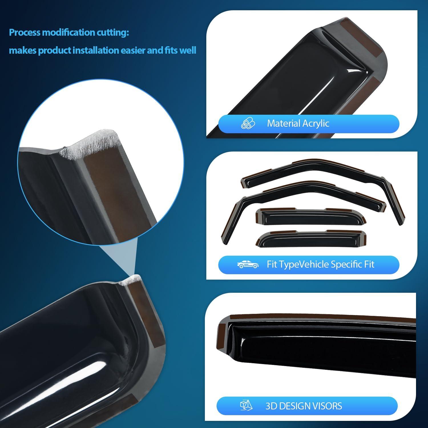 imageNilight Vent Window Visors for Ford F250 F350 F450 F550 Super Duty Crew Cab 2017 2018 2019 2020 2021 2022 2023 2024 inChannel Rain Guards Original Window Deflectors4PCSFord F150 Super Cab 20212024