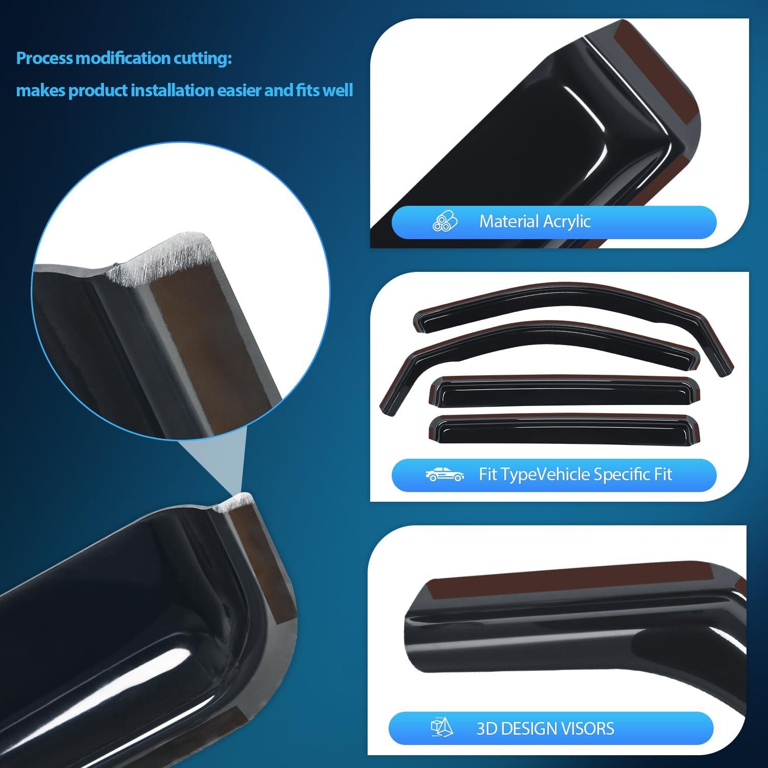 imageNilight Vent Window Visors for Ford F250 F350 F450 F550 Super Duty Crew Cab 2017 2018 2019 2020 2021 2022 2023 2024 inChannel Rain Guards Original Window Deflectors4PCSFord Maverick 20222024