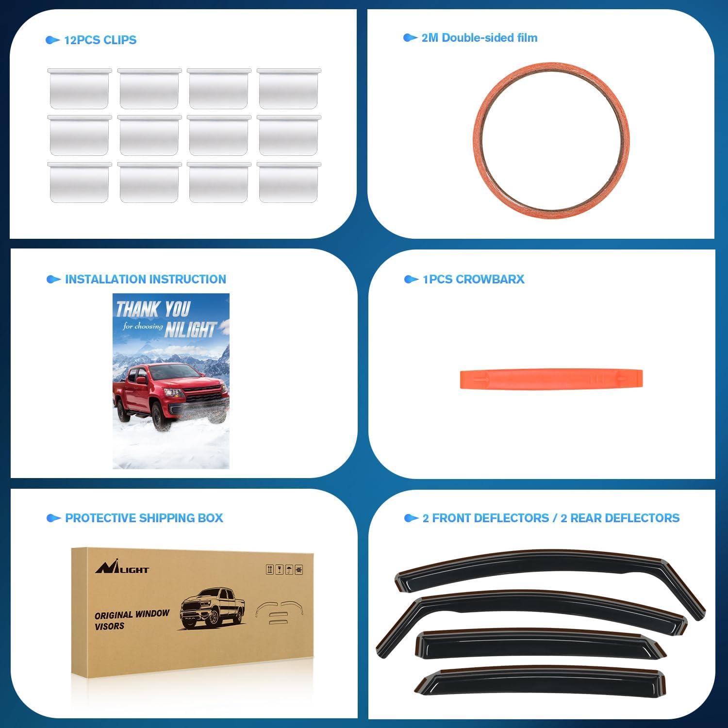 imageNilight Vent Window Visors for Ford F250 F350 F450 F550 Super Duty Crew Cab 2017 2018 2019 2020 2021 2022 2023 2024 inChannel Rain Guards Original Window Deflectors4PCSFord Fusion 20132020