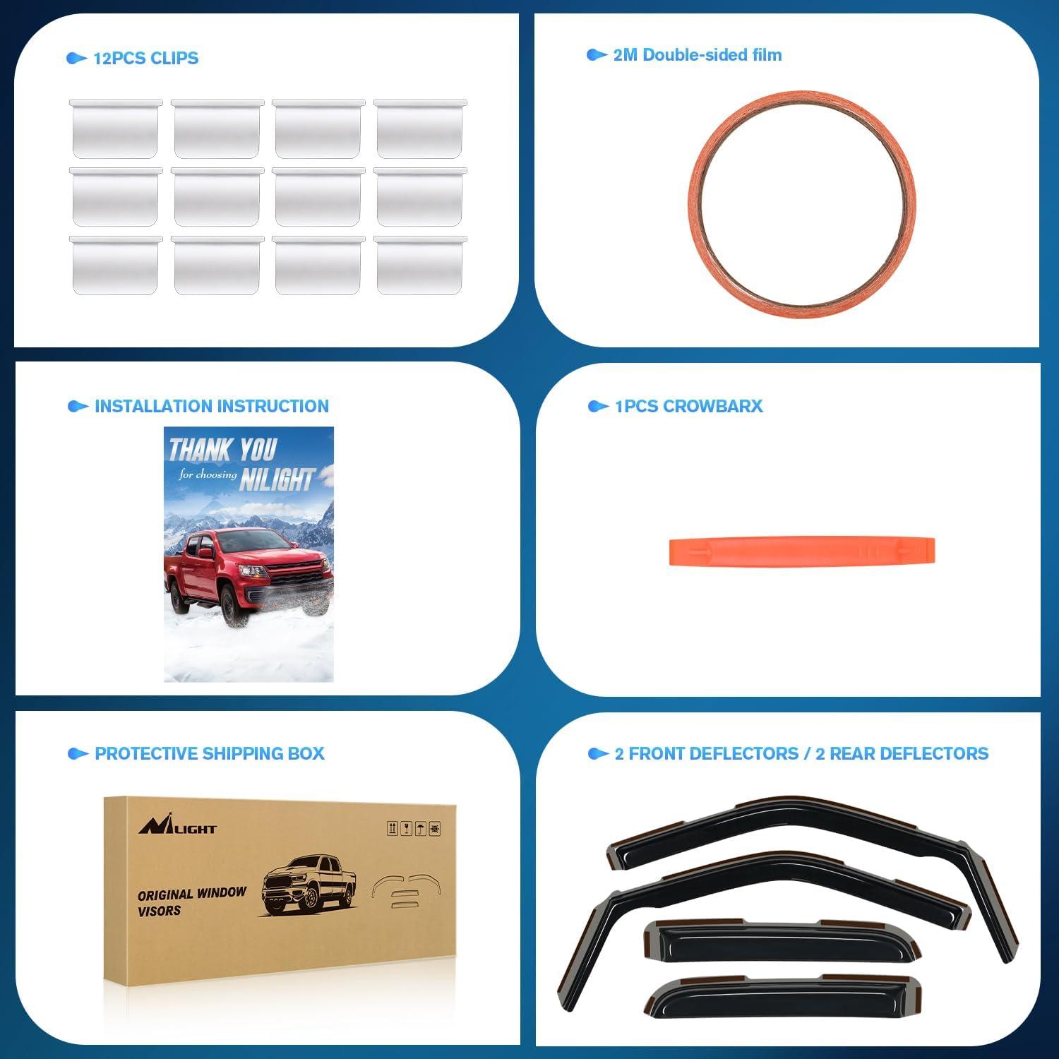 imageNilight Vent Window Visors for Ford F250 F350 F450 F550 Super Duty Crew Cab 2017 2018 2019 2020 2021 2022 2023 2024 inChannel Rain Guards Original Window Deflectors4PCSFord F150 Super Cab 20212024