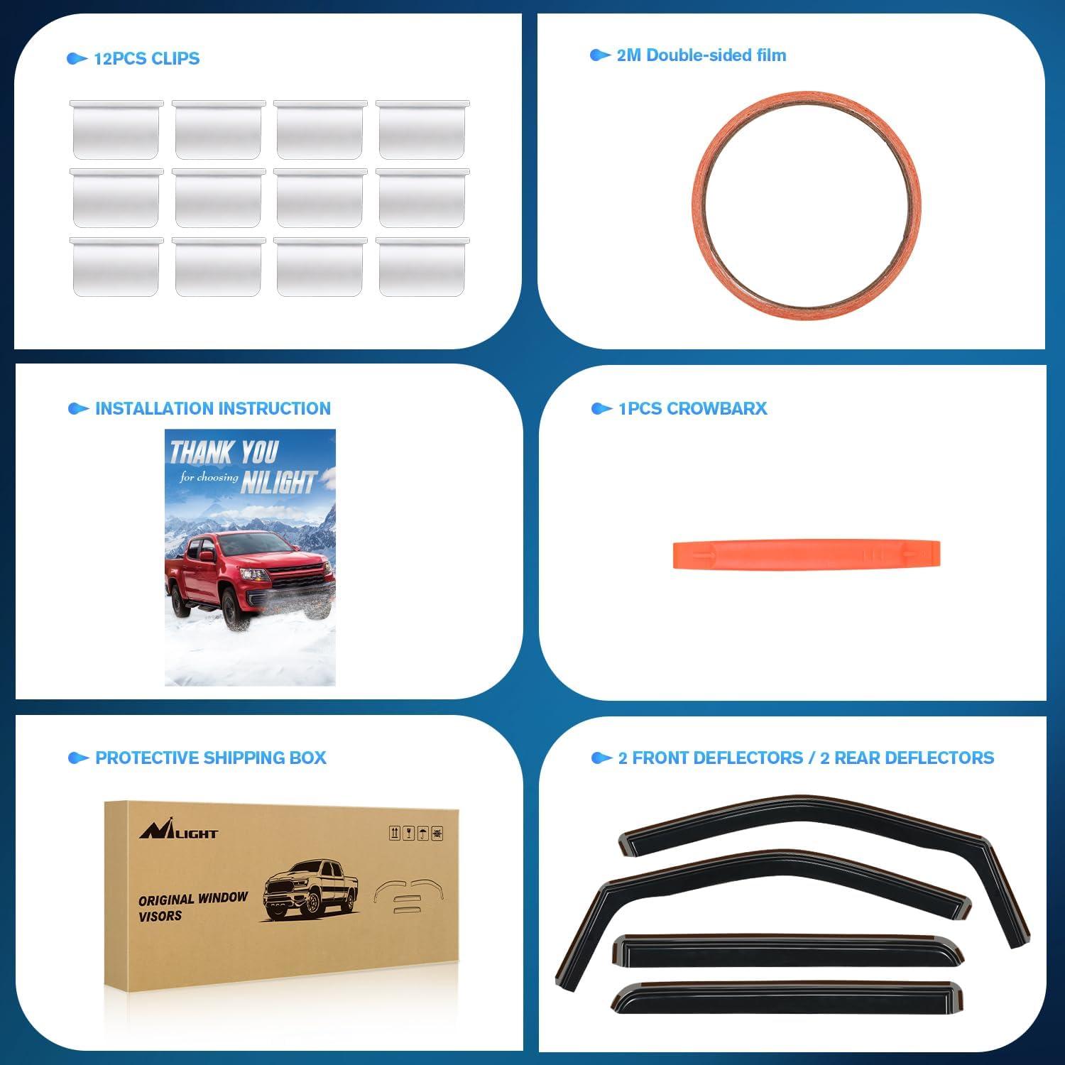imageNilight Vent Window Visors for Ford F250 F350 F450 F550 Super Duty Crew Cab 2017 2018 2019 2020 2021 2022 2023 2024 inChannel Rain Guards Original Window Deflectors4PCSFord F250F550 20172024