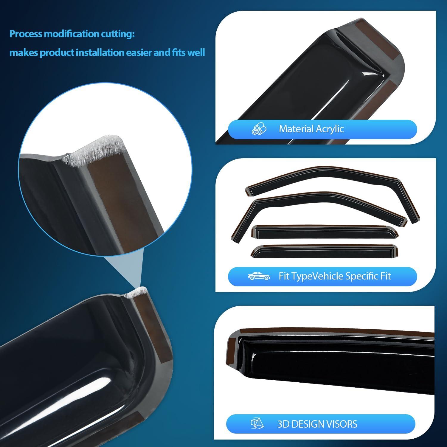 imageNilight Vent Window Visors for Ford F250 F350 F450 F550 Super Duty Crew Cab 2017 2018 2019 2020 2021 2022 2023 2024 inChannel Rain Guards Original Window Deflectors4PCSFord F250F550 20172024