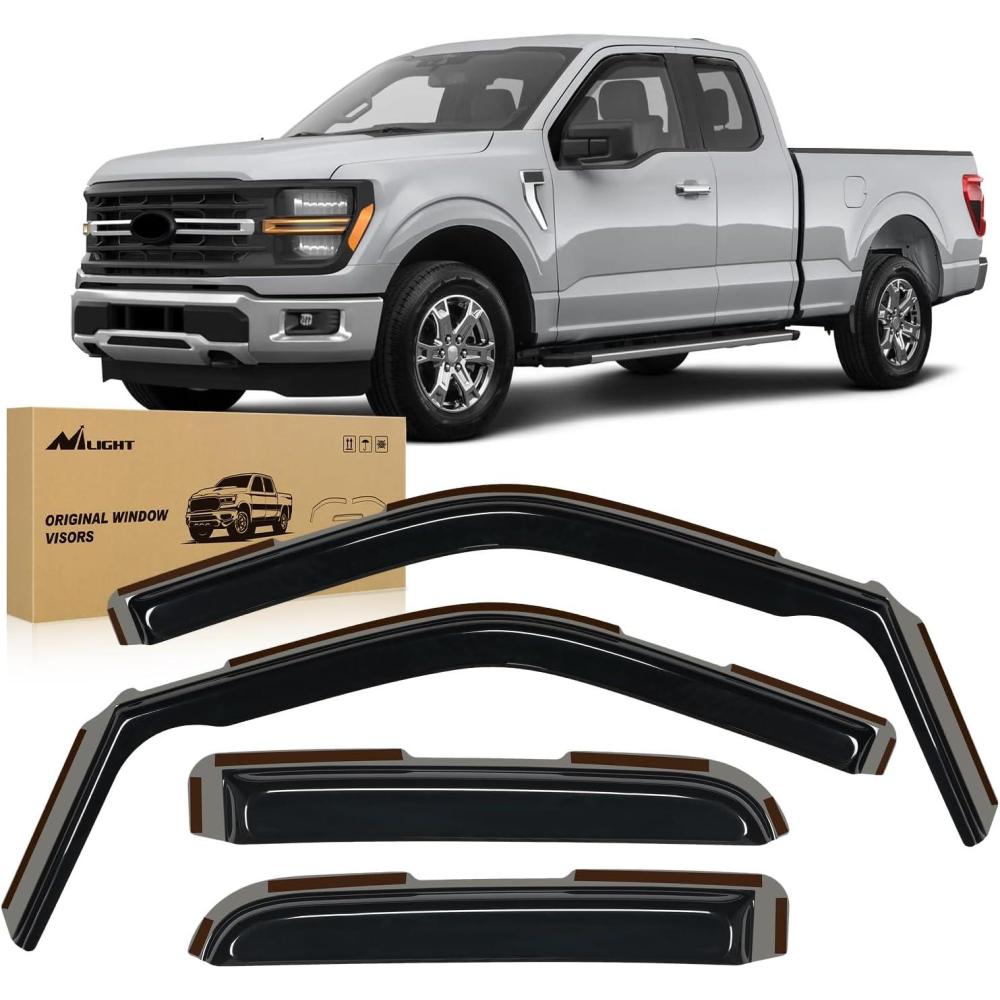 imageNilight Vent Window Visors for Ford F250 F350 F450 F550 Super Duty Crew Cab 2017 2018 2019 2020 2021 2022 2023 2024 inChannel Rain Guards Original Window Deflectors4PCSFord F150 Super Cab 20212024