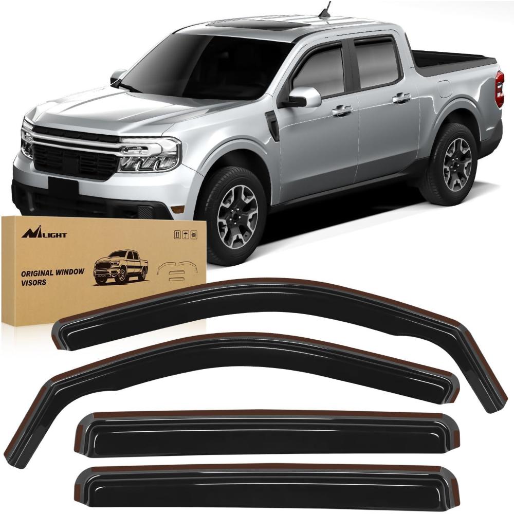 imageNilight Vent Window Visors for Ford F250 F350 F450 F550 Super Duty Crew Cab 2017 2018 2019 2020 2021 2022 2023 2024 inChannel Rain Guards Original Window Deflectors4PCSFord Maverick 20222024