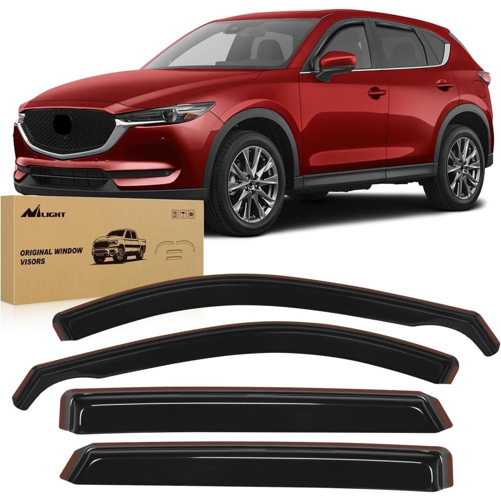imageNilight Window Rain Guards for Mazda CX5 2017 2018 2019 2020 2021 2022 2023 2024 2025 Window Deflectors Vent Window Visors4 Pieces