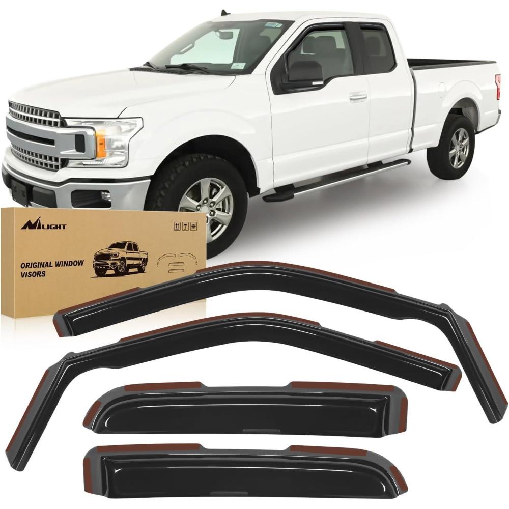 imageNilight in Channel Rain Guards for Ford F150 Raptor 20152020 Super Cab F250 F350 F450 F550 Super Duty 2017 2018 2019 2020 2021 2022 2023 Super Cab Window Deflectors Vent Window Visors4PCS