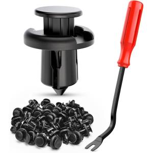 Nilight 100PCS Nylon Bumper Rivet Fender Clips OEM Replaces Nissan: 01553-093210 8mm,1PC Bonus Fastener Remover(For Acura Honda)