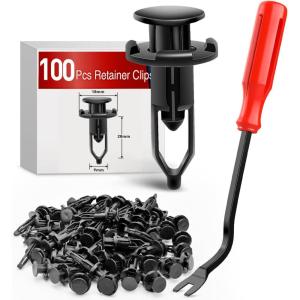 Nilight 100PCS Nylon Bumper Rivet Fender Clips OEM Replaces Nissan: 01553-093210 8mm,1PC Bonus Fastener Remover(For Toyota)