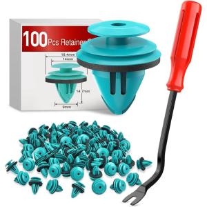 Nilight 100PCS Nylon Bumper Rivet Fender Clips OEM Replaces Nissan: 01553-093210 8mm,1PC Bonus Fastener Remover(For Toyota Lexus Scion)