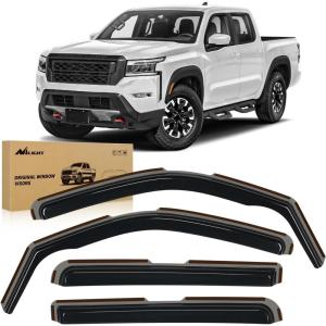 Nilight in-Channel Rain Guards for Frontier Crew Cab 2022 2023 2024 2025, Vent Window Visors, Original Window Deflectors-4PCS(Nissan Frontier 2022-2025)