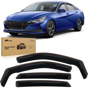 Nilight in-Channel Rain Guards for Honda Passport 2019 2020 2021 2022 2023 2024 2025, Vent Window Visors, Original Window Deflectors-4PCS(Hyundai Elantra 2021-2025)