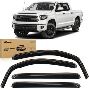 Nilight in-Channel Rain Guards for Toyota Tundra Crew Max 2007 2008 2009 2010 2011 2012 2013 2014 2015 2016 2017 2018 2019 2020 2021, Vent Window Visors, Original Window Deflectors-4PCS(Tundra 2007-2021 CrewMax)