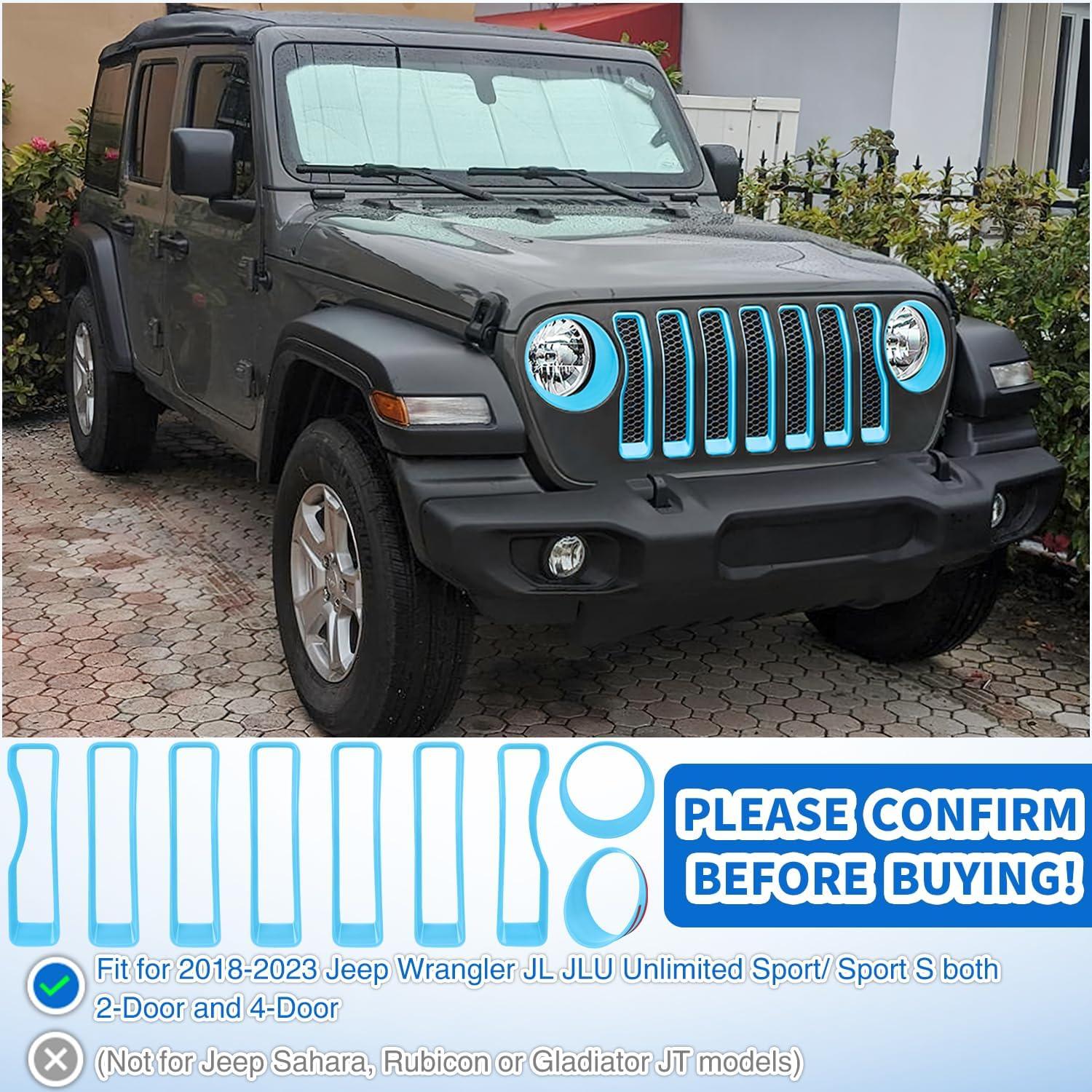imageNilight Grill Inserts fit for Jeep Wrangler Front Grille Mesh Inserts ampamp Headlight Cover Set for JK JKU Unlimited Sports Sahara Freedom Rubicon 20072018 Clipin Trim Exterior Accessories Red 9 PcsJeep Wrangler JL 20182023 Blue