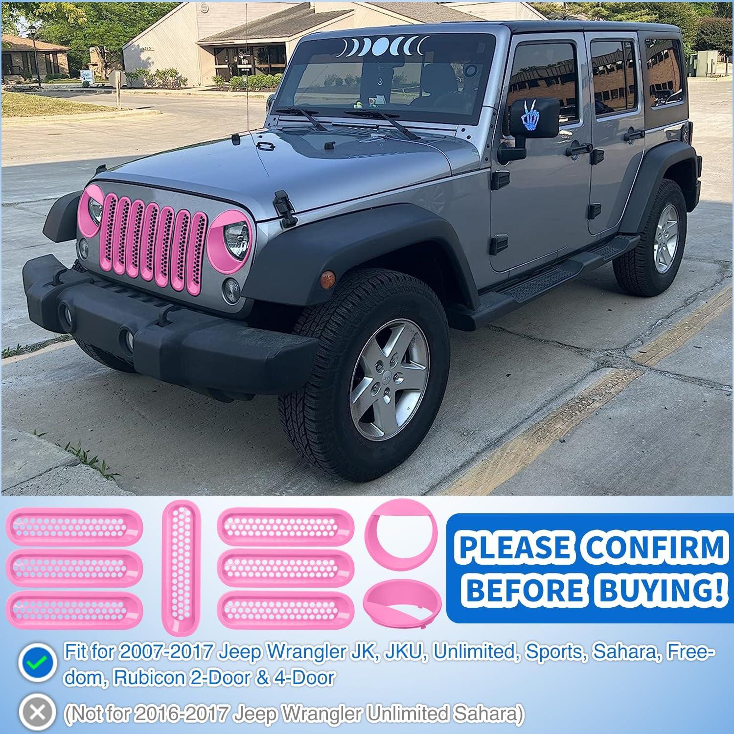 imageNilight Grill Inserts fit for Jeep Wrangler Front Grille Mesh Inserts ampamp Headlight Cover Set for JK JKU Unlimited Sports Sahara Freedom Rubicon 20072018 Clipin Trim Exterior Accessories Red 9 PcsJeep Wrangler JK 20072018 Pink