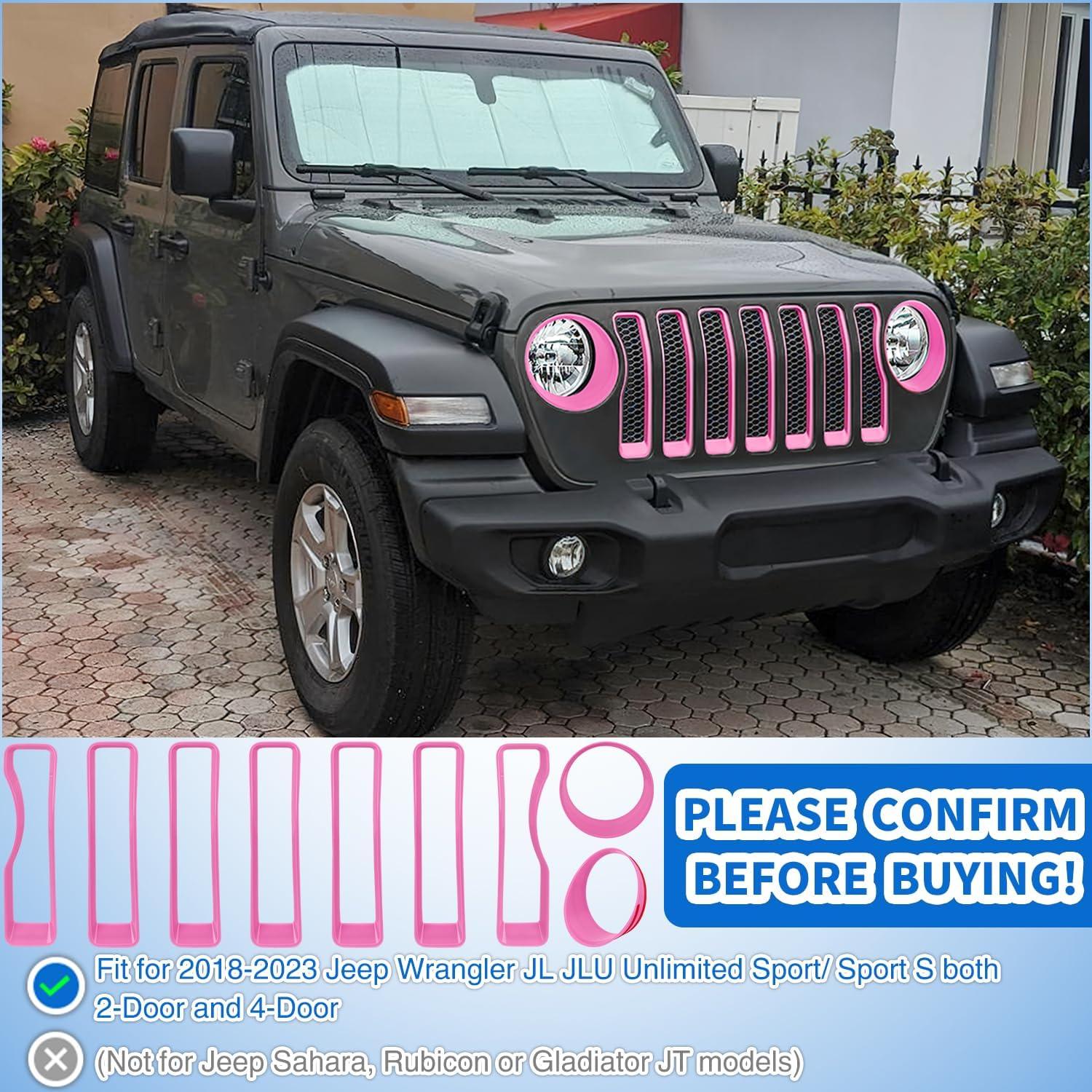 imageNilight Grill Inserts fit for Jeep Wrangler Front Grille Mesh Inserts ampamp Headlight Cover Set for JK JKU Unlimited Sports Sahara Freedom Rubicon 20072018 Clipin Trim Exterior Accessories Red 9 PcsJeep Wrangler JL 20182023 Pink