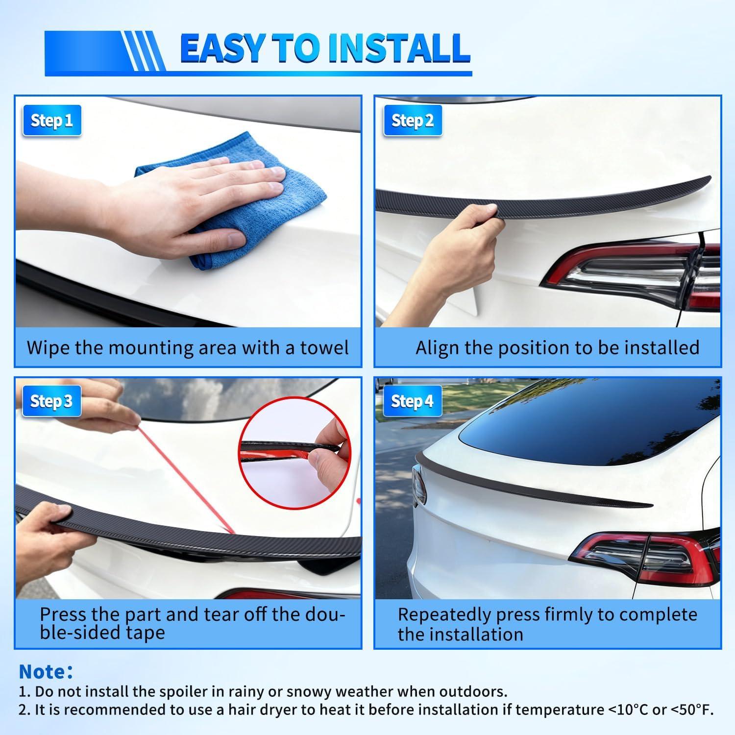 imageNilight Spoiler Fit for Tesla Model Y 2020 2021 2022 2023 2024 Spoilers for Cars Rear Spoiler Wing Sporty Rear Trunk Lip Exterior Accessories Easy NoDrill Installation ABS Carbon Fiber PatternTesla Model 3 20172023 Glossy Carbon Fiber