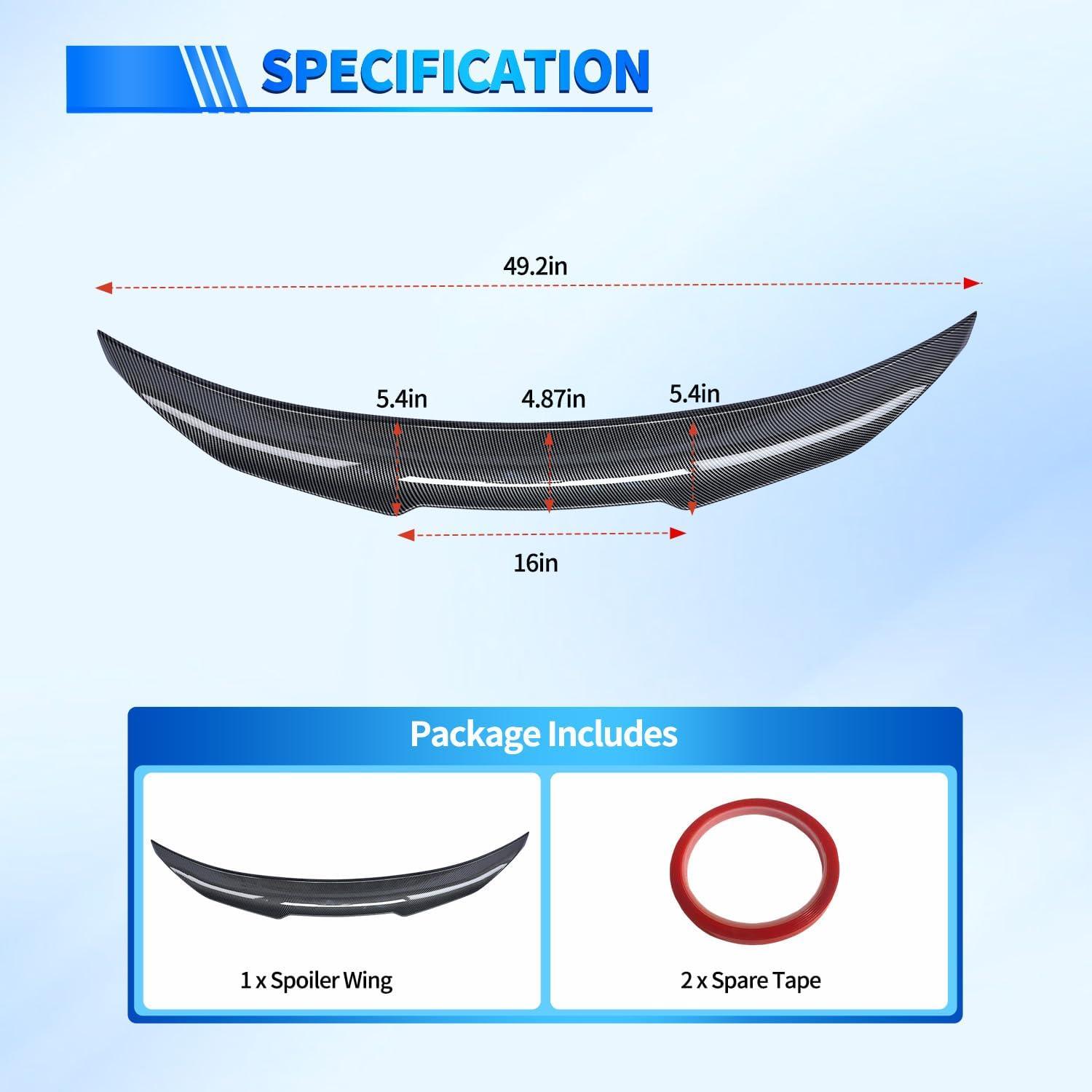 imageNilight Spoiler Fit for Tesla Model Y 2020 2021 2022 2023 2024 Spoilers for Cars Rear Spoiler Wing Sporty Rear Trunk Lip Exterior Accessories Easy NoDrill Installation ABS Carbon Fiber PatternInfiniti Q50 20142024 Glossy Carbon Fiber