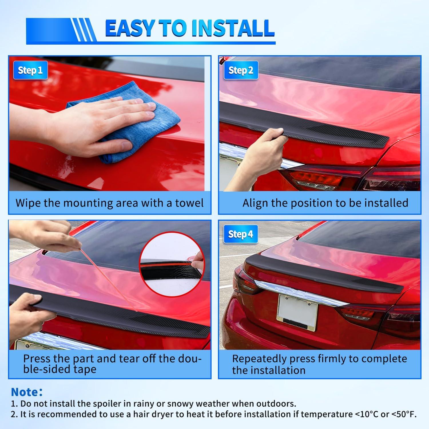 imageNilight Spoiler Fit for Tesla Model Y 2020 2021 2022 2023 2024 Spoilers for Cars Rear Spoiler Wing Sporty Rear Trunk Lip Exterior Accessories Easy NoDrill Installation ABS Carbon Fiber PatternInfiniti Q50 20142024 Glossy Carbon Fiber