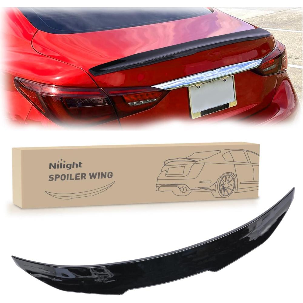 imageNilight Spoiler Fit for Tesla Model Y 2020 2021 2022 2023 2024 Spoilers for Cars Rear Spoiler Wing Sporty Rear Trunk Lip Exterior Accessories Easy NoDrill Installation ABS Carbon Fiber PatternInfiniti Q50 20142024 Glossy Black