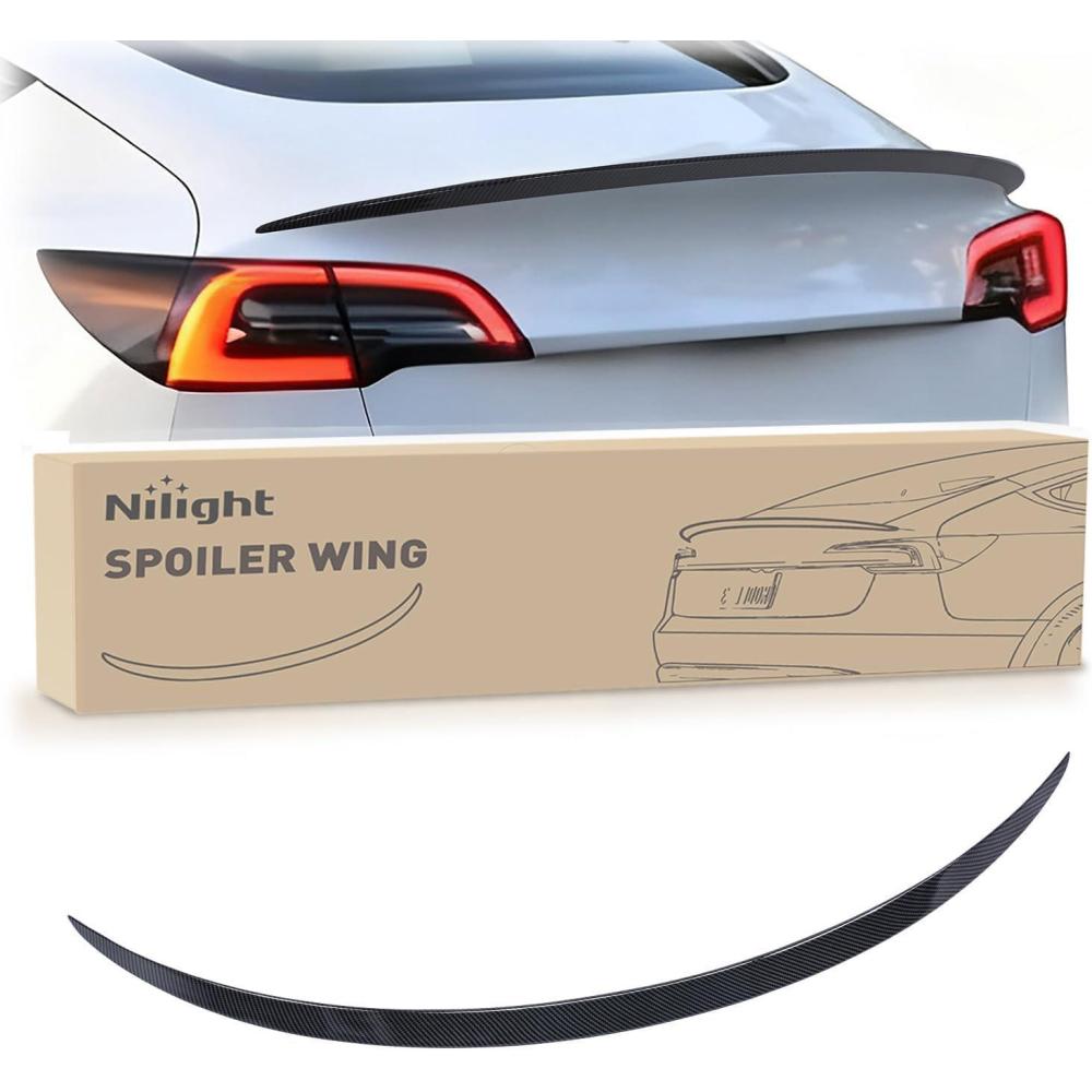 imageNilight Spoiler Fit for Tesla Model Y 2020 2021 2022 2023 2024 Spoilers for Cars Rear Spoiler Wing Sporty Rear Trunk Lip Exterior Accessories Easy NoDrill Installation ABS Carbon Fiber PatternTesla Model 3 20172023 Glossy Carbon Fiber