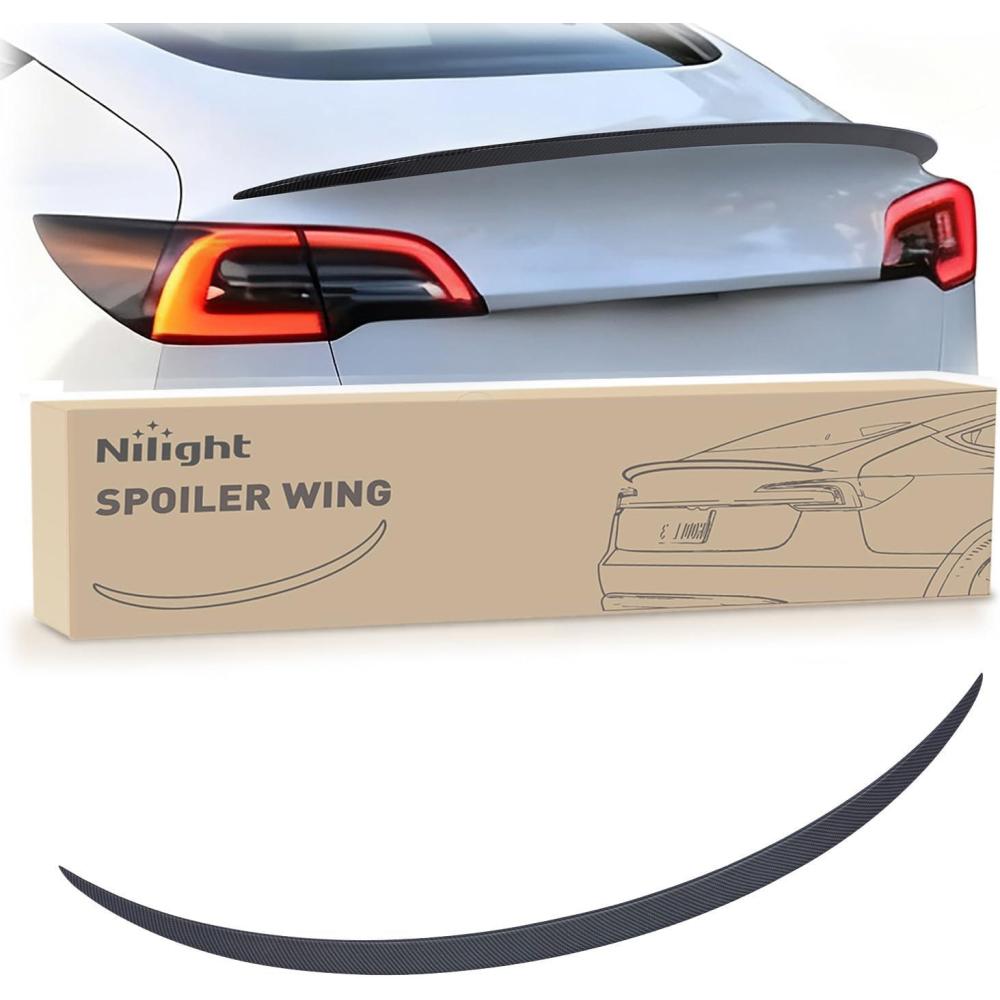 imageNilight Spoiler Fit for Tesla Model Y 2020 2021 2022 2023 2024 Spoilers for Cars Rear Spoiler Wing Sporty Rear Trunk Lip Exterior Accessories Easy NoDrill Installation ABS Carbon Fiber PatternTesla Model 3 20172023 Matte Carbon Fiber