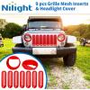 Nilight Grill Inserts fit for Jeep Wrangler Front Grille Mesh Inserts & Headlight Cover Set for JK JKU Unlimited Sports Sahara Freedom Rubicon 2007-2018 Clip-in Trim Exterior Accessories Red 9 Pcs(Jeep Wrangler JK 2007-2018  Red)