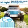 Nilight Grill Inserts fit for Jeep Wrangler Front Grille Mesh Inserts & Headlight Cover Set for JK JKU Unlimited Sports Sahara Freedom Rubicon 2007-2018 Clip-in Trim Exterior Accessories Red 9 Pcs(Jeep Wrangler JK 2007-2018  Blue)
