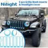 Nilight Grill Inserts fit for Jeep Wrangler Front Grille Mesh Inserts & Headlight Cover Set for JK JKU Unlimited Sports Sahara Freedom Rubicon 2007-2018 Clip-in Trim Exterior Accessories Red 9 Pcs(Jeep Wrangler JL 2018-2023  Blue)