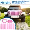 Nilight Grill Inserts fit for Jeep Wrangler Front Grille Mesh Inserts & Headlight Cover Set for JK JKU Unlimited Sports Sahara Freedom Rubicon 2007-2018 Clip-in Trim Exterior Accessories Red 9 Pcs(Jeep Wrangler JK 2007-2018  Pink)