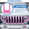 Nilight Grill Inserts fit for Jeep Wrangler Front Grille Mesh Inserts & Headlight Cover Set for JK JKU Unlimited Sports Sahara Freedom Rubicon 2007-2018 Clip-in Trim Exterior Accessories Red 9 Pcs(Jeep Wrangler JL 2018-2023  Pink)