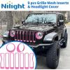 Nilight Grill Inserts fit for Jeep Wrangler Front Grille Mesh Inserts & Headlight Cover Set for JK JKU Unlimited Sports Sahara Freedom Rubicon 2007-2018 Clip-in Trim Exterior Accessories Red 9 Pcs(Jeep Wrangler JL 2018-2023  Pink)