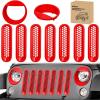 Nilight Grill Inserts fit for Jeep Wrangler Front Grille Mesh Inserts & Headlight Cover Set for JK JKU Unlimited Sports Sahara Freedom Rubicon 2007-2018 Clip-in Trim Exterior Accessories Red 9 Pcs(Jeep Wrangler JK 2007-2018  Red)