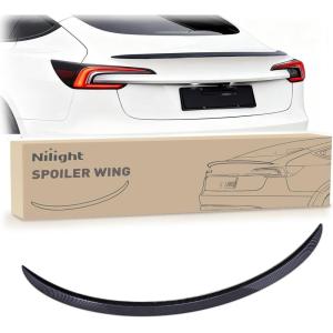 Nilight Spoiler Fit for Tesla Model Y 2020 2021 2022 2023 2024 Spoilers for Cars Rear Spoiler Wing Sporty Rear Trunk Lip Exterior Accessories Easy No-Drill Installation ABS Carbon Fiber Pattern(Tesla Model 3 Highland 2024 Glossy Carbon Fiber)