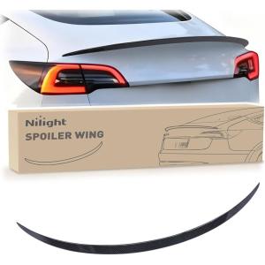 Nilight Spoiler Fit for Tesla Model Y 2020 2021 2022 2023 2024 Spoilers for Cars Rear Spoiler Wing Sporty Rear Trunk Lip Exterior Accessories Easy No-Drill Installation ABS Carbon Fiber Pattern(Tesla Model 3 2017-2023 Glossy Carbon Fiber)