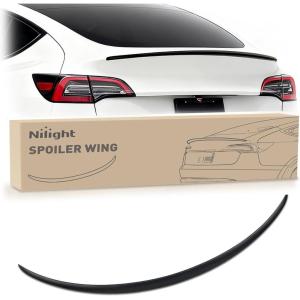Nilight Spoiler Fit for Tesla Model Y 2020 2021 2022 2023 2024 Spoilers for Cars Rear Spoiler Wing Sporty Rear Trunk Lip Exterior Accessories Easy No-Drill Installation ABS Carbon Fiber Pattern(Tesla Model Y 2020-2024 Matte Black)
