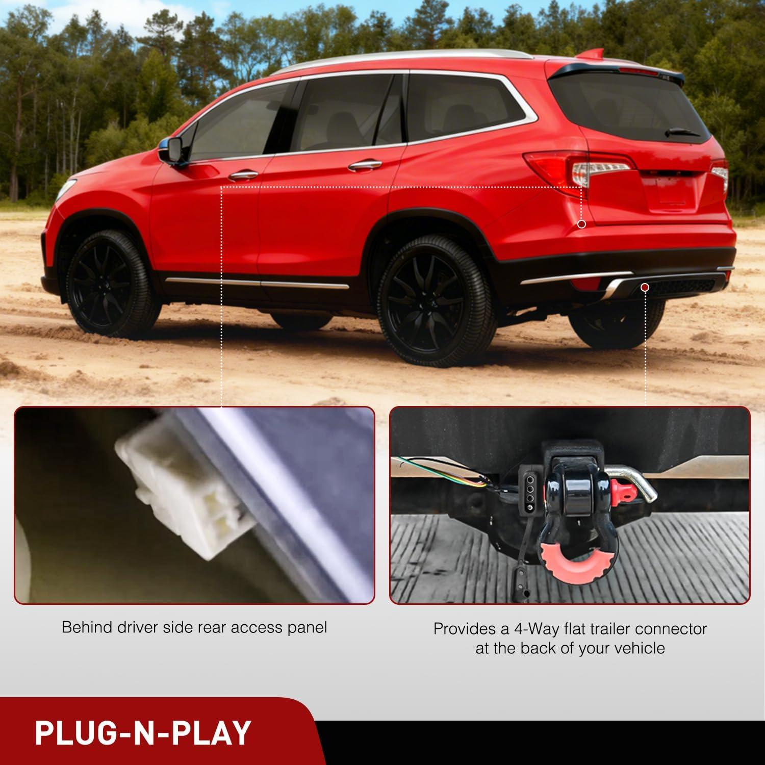 imageNilight 4 Pin Trailer Wiring Harness Kit 56040 Compatible with Subaru 2009 2010 2011 2012 2013 2014 2015 2016 2017 2018 2019 2020 2021 2022 2023 2024 Forester Outback XV Crosstrek Forester AscentHonda Pilot 20162022Honda 20192024