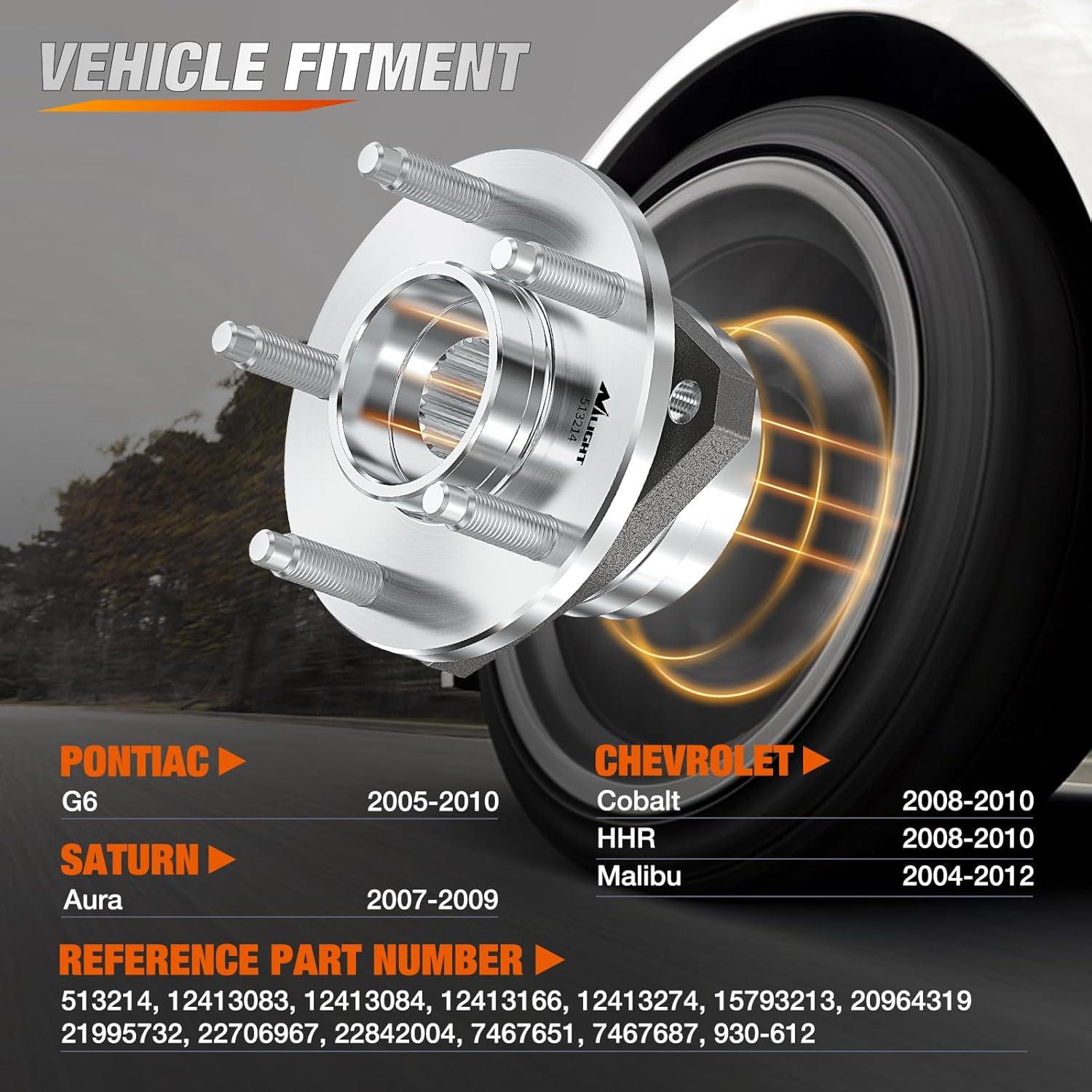 imageNilight Front Wheel Hub and Bearing Assembly for Chevy Impala 2000 2002 2003 2004 2005 2006 20072011 Buick Lacrosse Allure 20052009 Cadillac DTS Eldorado Buick Century 5 Lug wABS OEM 513121Chevrolet Malibu 20042012