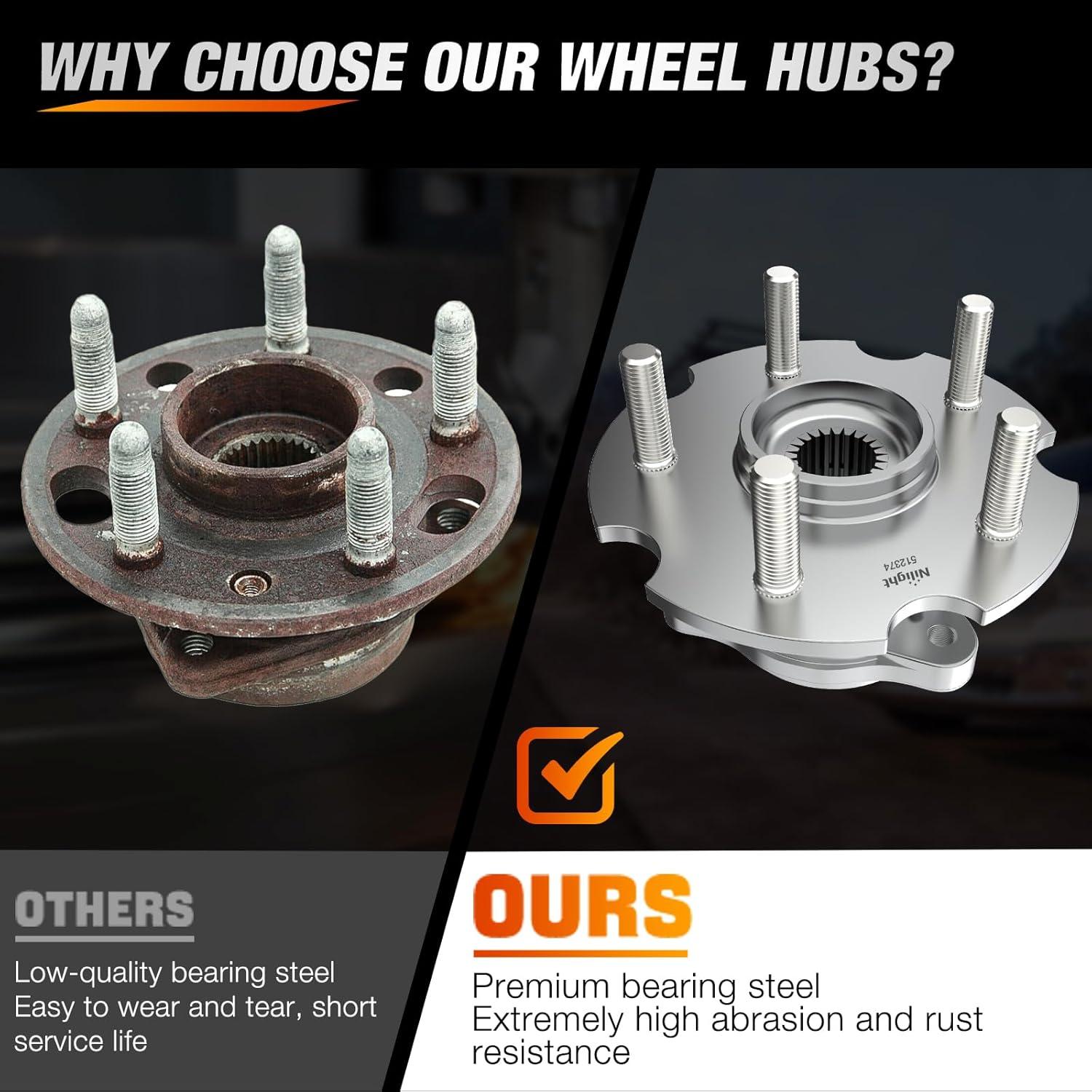 imageNilight Front Wheel Hub and Bearing Assembly for Chevy Impala 2000 2002 2003 2004 2005 2006 20072011 Buick Lacrosse Allure 20052009 Cadillac DTS Eldorado Buick Century 5 Lug wABS OEM 513121Toyota RAV4 20062018 4WD