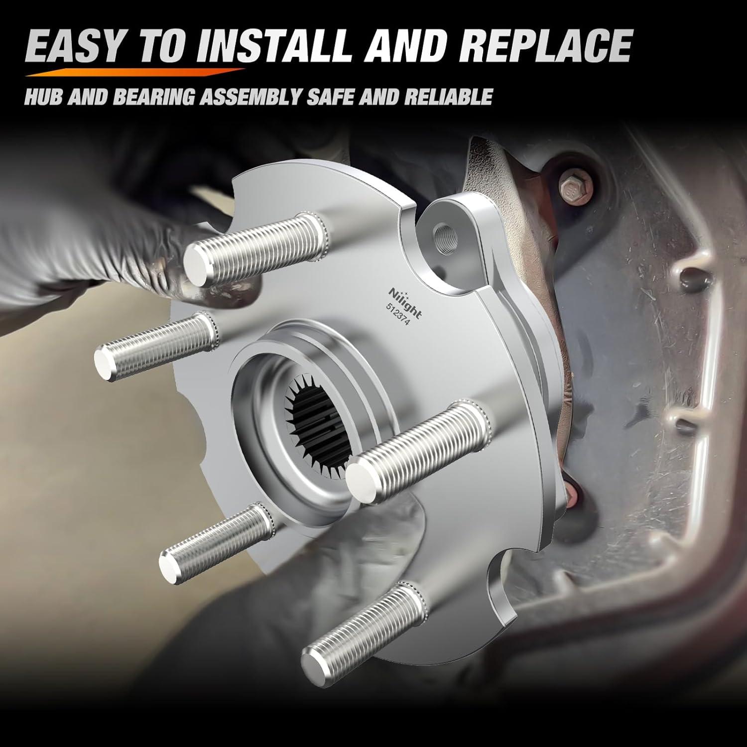 imageNilight Front Wheel Hub and Bearing Assembly for Chevy Impala 2000 2002 2003 2004 2005 2006 20072011 Buick Lacrosse Allure 20052009 Cadillac DTS Eldorado Buick Century 5 Lug wABS OEM 513121Toyota RAV4 20062018 4WD