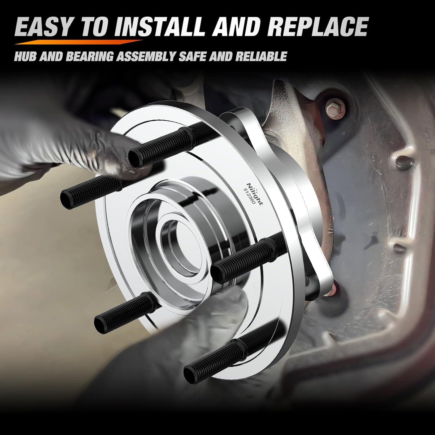 imageNilight Front Wheel Hub and Bearing Assembly for Chevy Impala 2000 2002 2003 2004 2005 2006 20072011 Buick Lacrosse Allure 20052009 Cadillac DTS Eldorado Buick Century 5 Lug wABS OEM 513121Grand Caravan 20082012 Rear