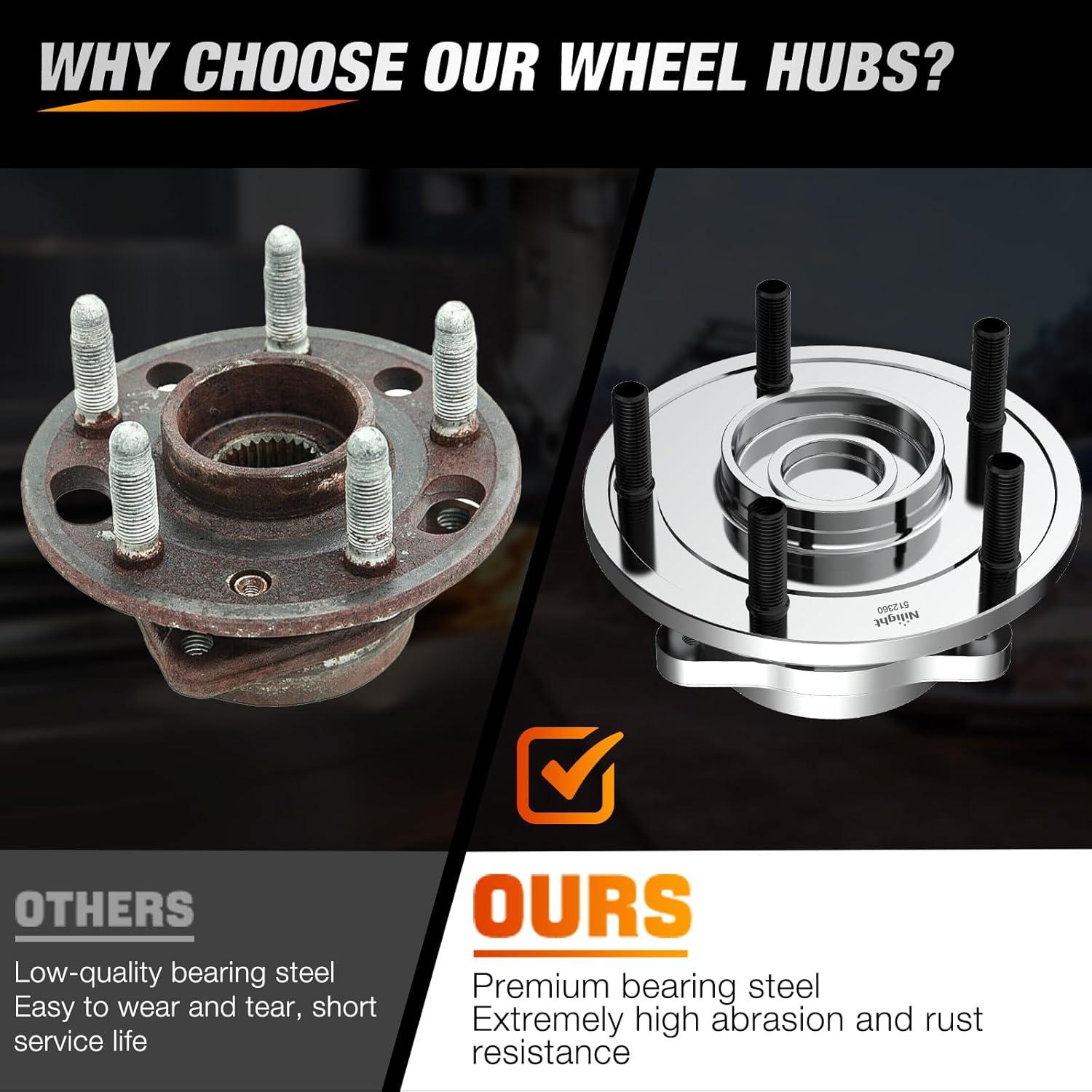 imageNilight Front Wheel Hub and Bearing Assembly for Chevy Impala 2000 2002 2003 2004 2005 2006 20072011 Buick Lacrosse Allure 20052009 Cadillac DTS Eldorado Buick Century 5 Lug wABS OEM 513121Grand Caravan 20082012 Rear
