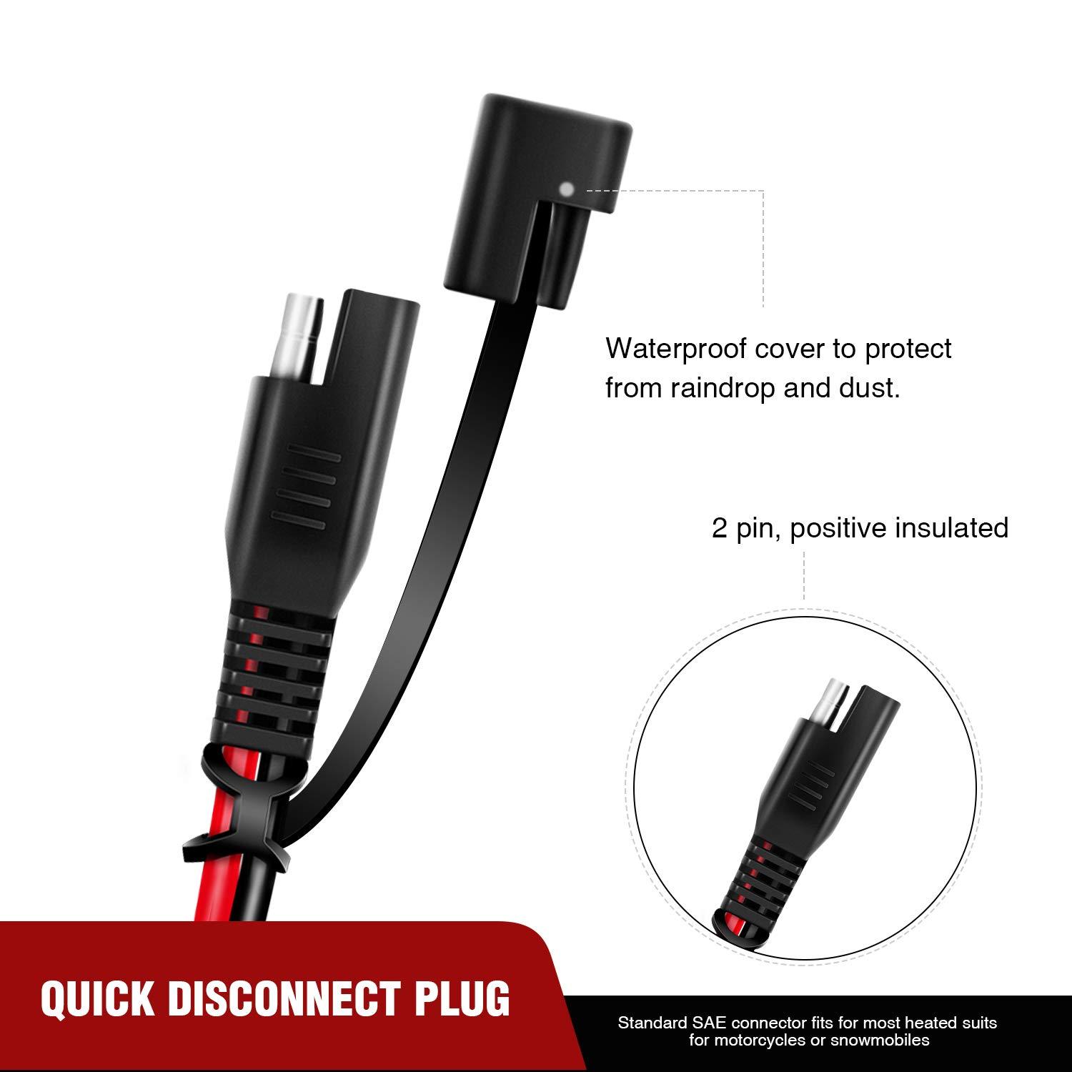 imageNilight 5 Pack SAE to SAE Extension Cable 10AWG 2 Pin SAE Connector Extension Cord 10 Gauge Dual Head Plug Audiopipe Polarized Wire Harness for Solar Panel Automotive Car Motorcycle 2 Years Warranty2FT SAE to O Ring Harness