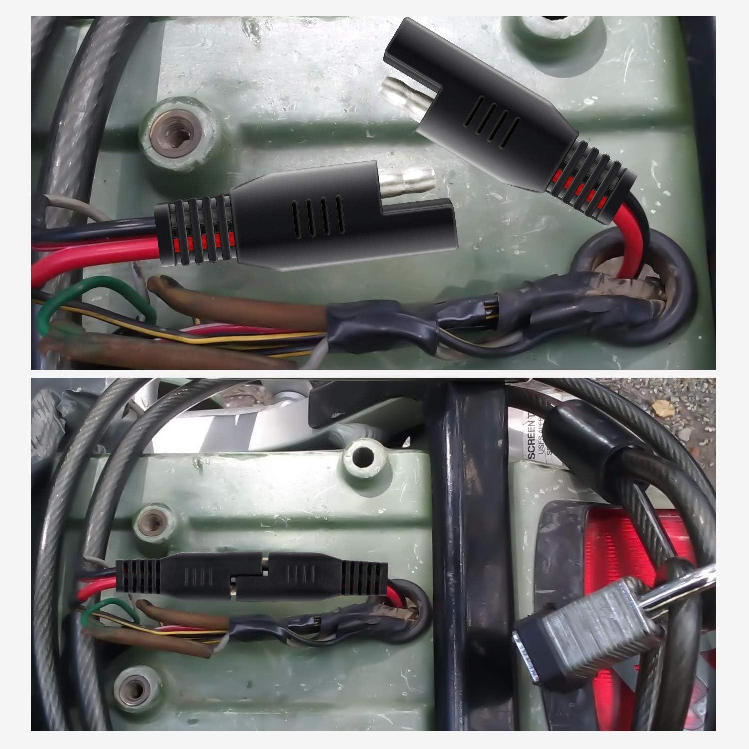 imageNilight 5 Pack SAE to SAE Extension Cable 10AWG 2 Pin SAE Connector Extension Cord 10 Gauge Dual Head Plug Audiopipe Polarized Wire Harness for Solar Panel Automotive Car Motorcycle 2 Years Warranty2Pcs 12FT SAE Extension Cable