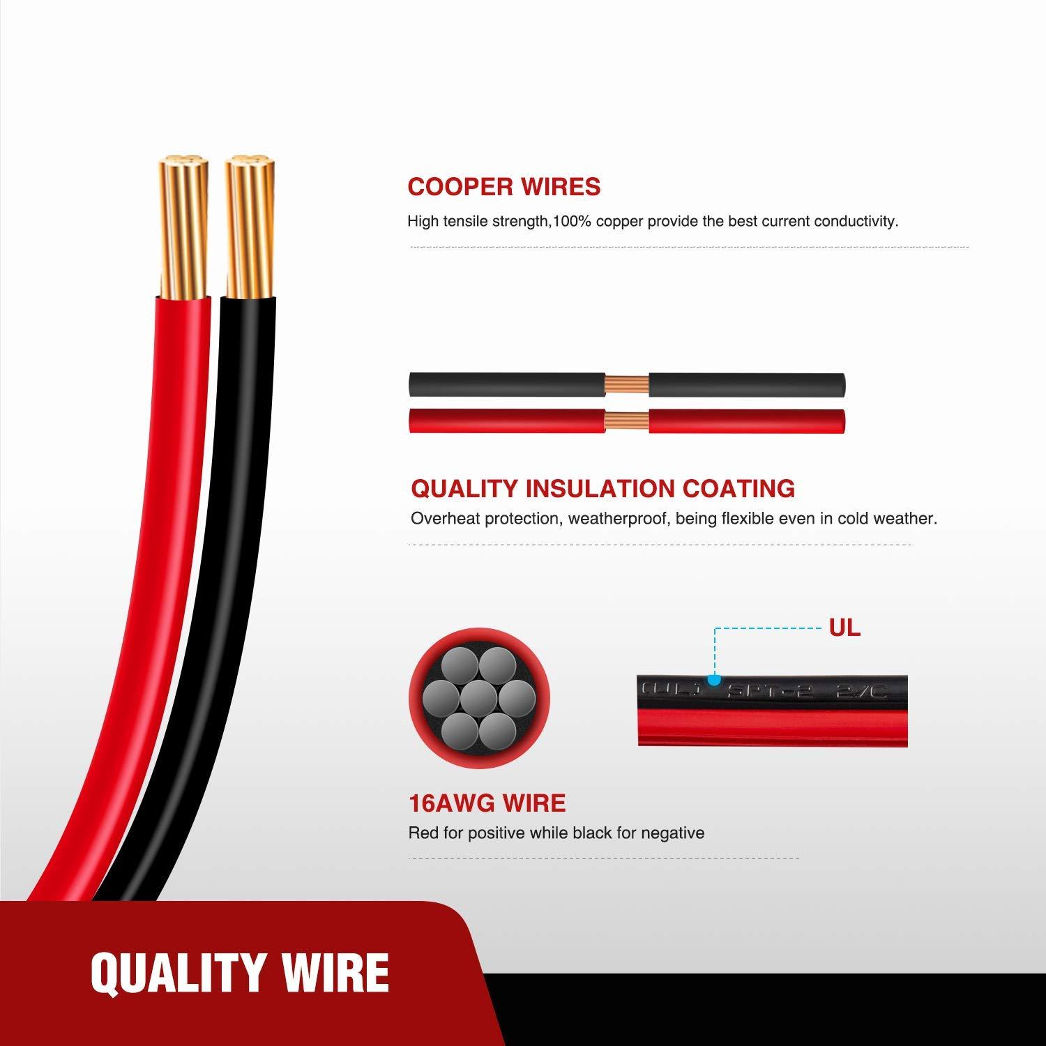 imageNilight 5 Pack SAE to SAE Extension Cable 10AWG 2 Pin SAE Connector Extension Cord 10 Gauge Dual Head Plug Audiopipe Polarized Wire Harness for Solar Panel Automotive Car Motorcycle 2 Years Warranty2Pcs 12FT SAE Extension Cable