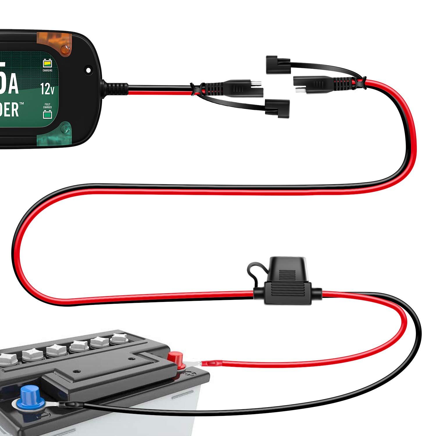 imageNilight 5 Pack SAE to SAE Extension Cable 10AWG 2 Pin SAE Connector Extension Cord 10 Gauge Dual Head Plug Audiopipe Polarized Wire Harness for Solar Panel Automotive Car Motorcycle 2 Years Warranty2FT SAE to O Ring Harness