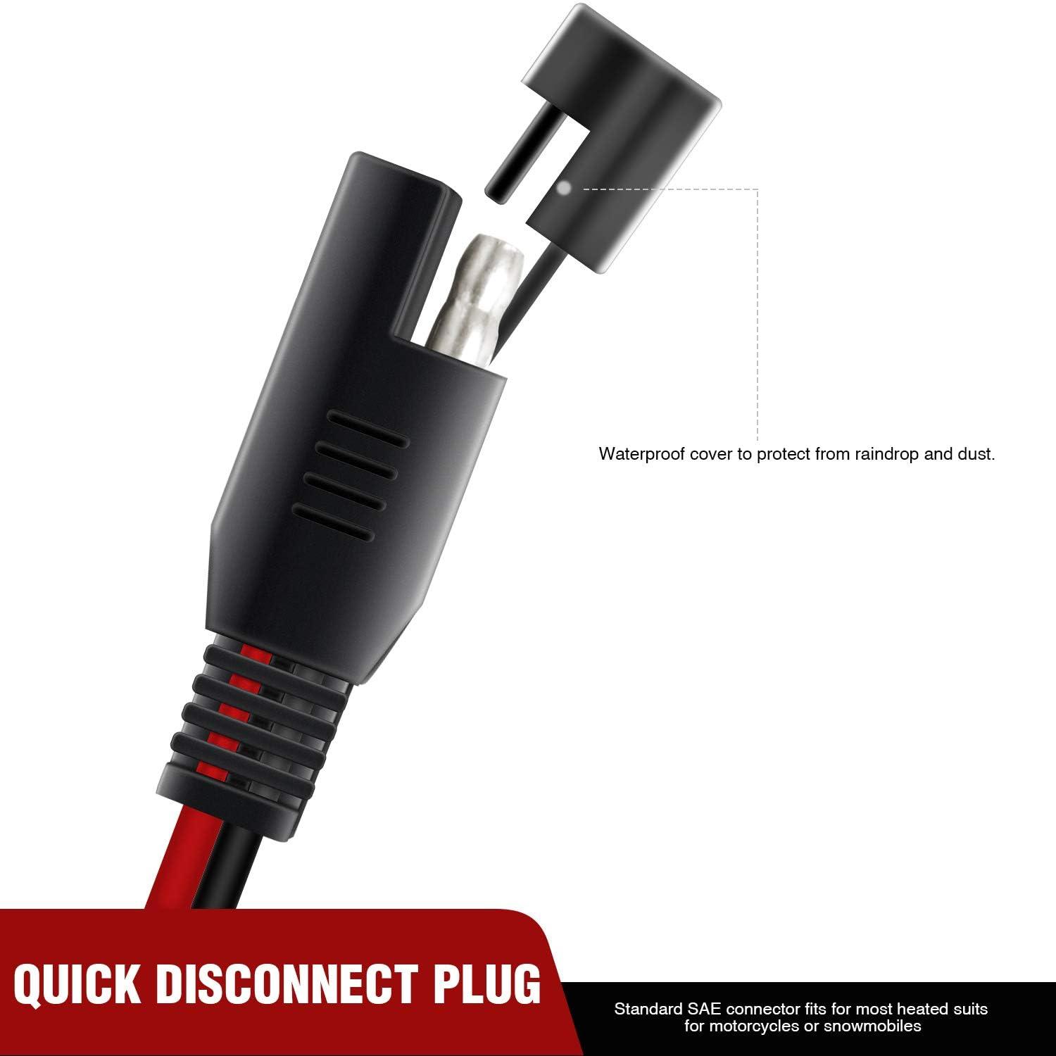 imageNilight 5 Pack SAE to SAE Extension Cable 10AWG 2 Pin SAE Connector Extension Cord 10 Gauge Dual Head Plug Audiopipe Polarized Wire Harness for Solar Panel Automotive Car Motorcycle 2 Years Warranty2Pcs 12FT SAE Extension Cable