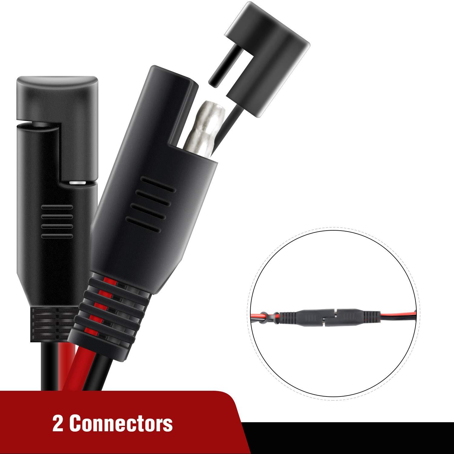 imageNilight 5 Pack SAE to SAE Extension Cable 10AWG 2 Pin SAE Connector Extension Cord 10 Gauge Dual Head Plug Audiopipe Polarized Wire Harness for Solar Panel Automotive Car Motorcycle 2 Years Warranty12FT SAE Extension Cord