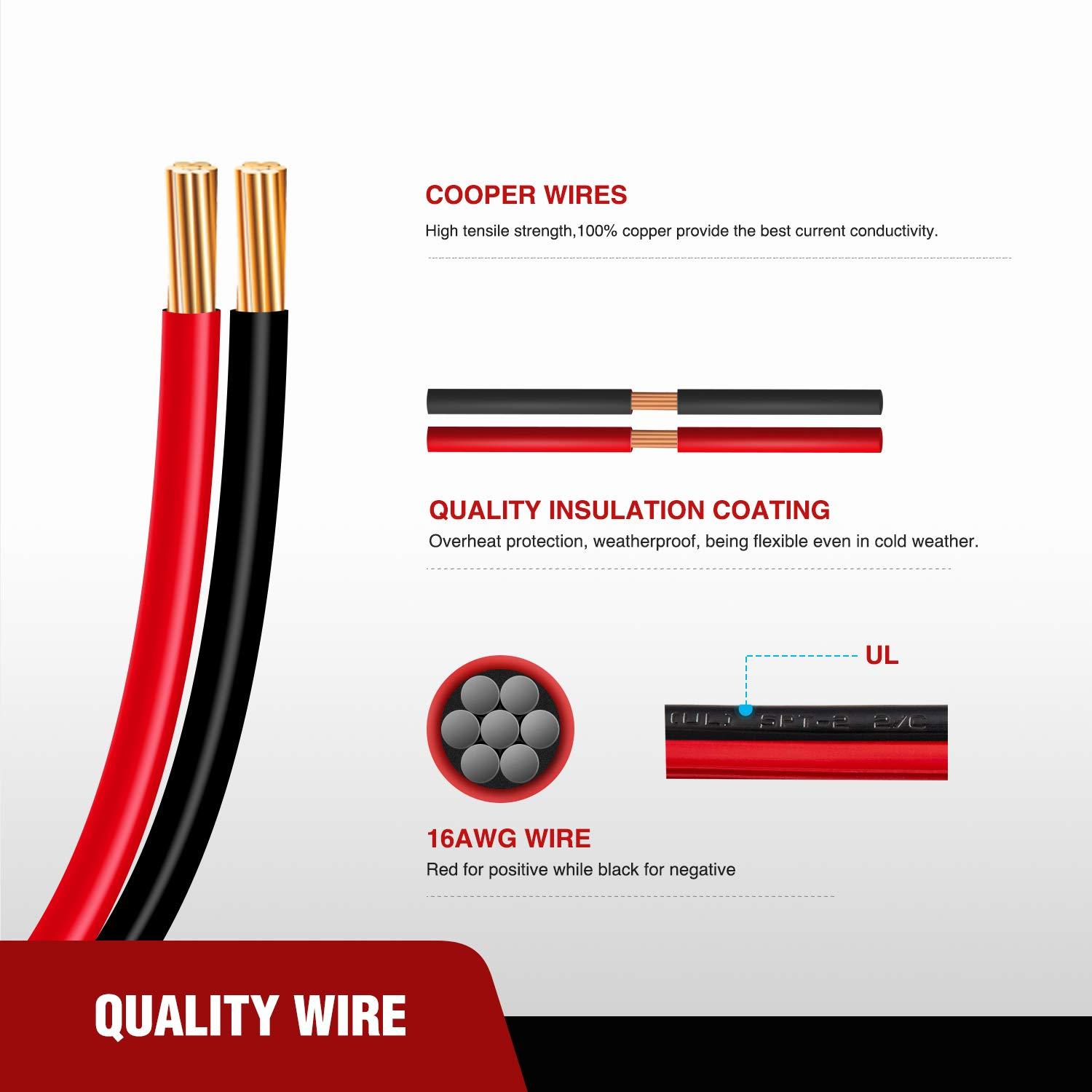 imageNilight 5 Pack SAE to SAE Extension Cable 10AWG 2 Pin SAE Connector Extension Cord 10 Gauge Dual Head Plug Audiopipe Polarized Wire Harness for Solar Panel Automotive Car Motorcycle 2 Years Warranty12FT SAE Extension Cord